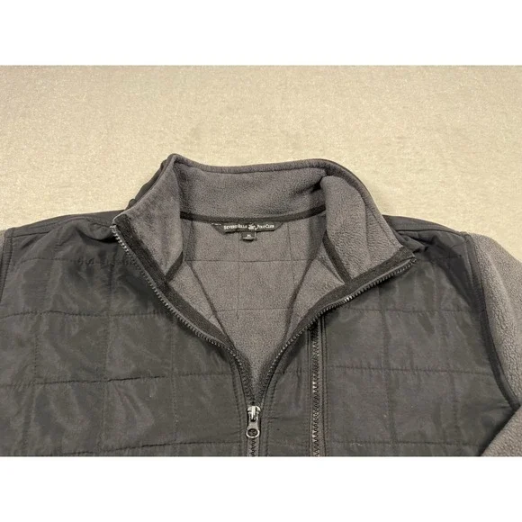 Beverly Hills Polo Club‎ Mens XL Gray Full Zip Fleece Jacket Quilted Yoke Mixed - Picture 3 of 11